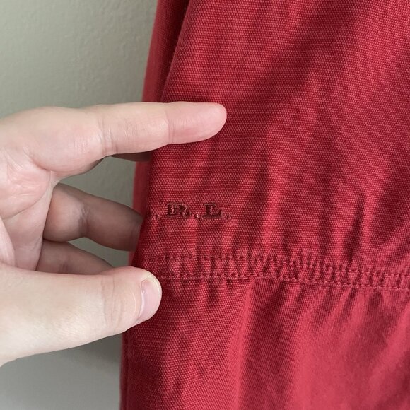 Vintage Lauren Ralph Lauren Women SZ S Red Mesh Pocketed L/Sleeve Barn Shacket - Picture 6 of 11